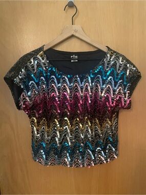 Vintage RIO Made in USA Sequin Sparkle Crop Top Size S/M